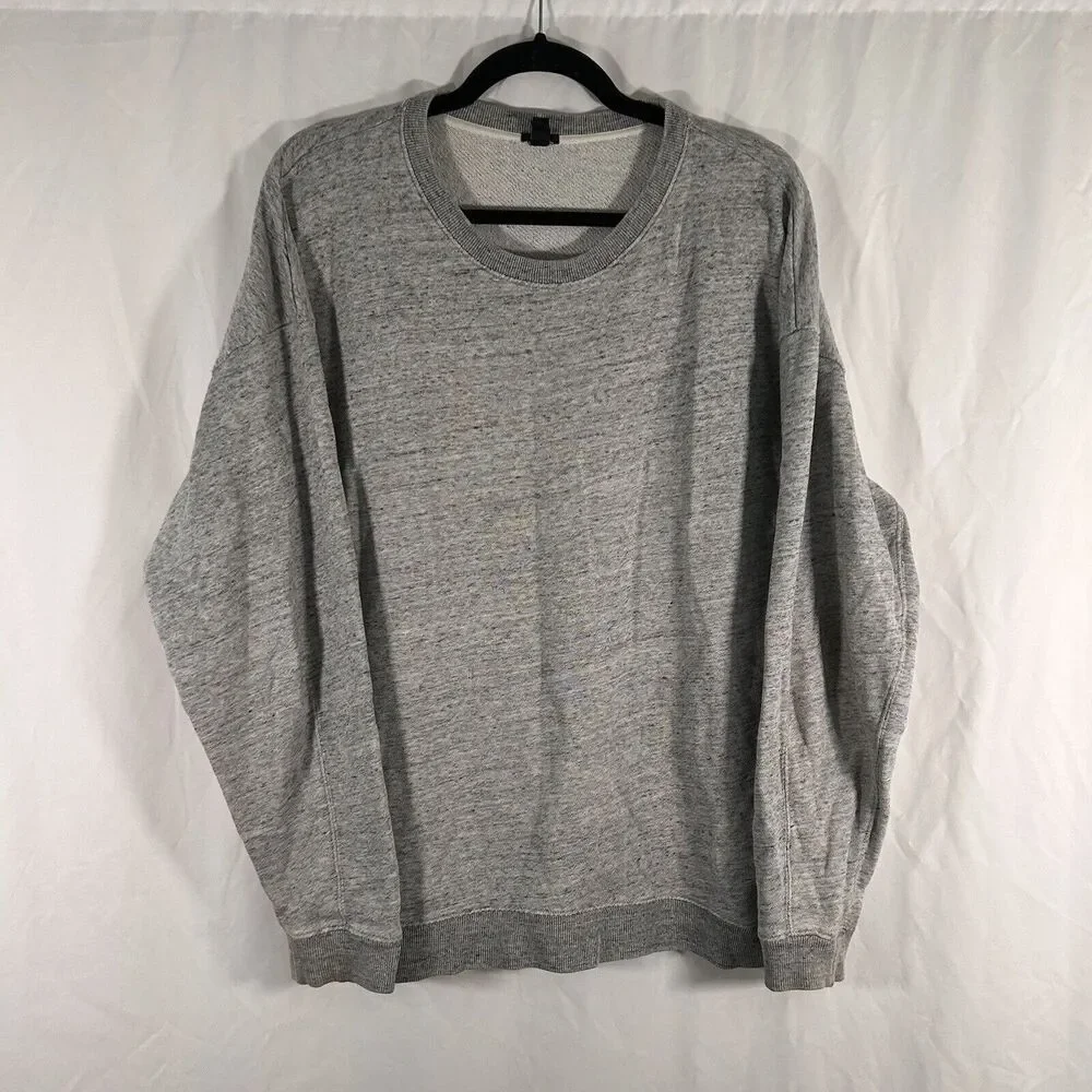 J. Crew Sweater Men's Medium Grey Crew Neck Long Sleeve Cotton Blend Pullover